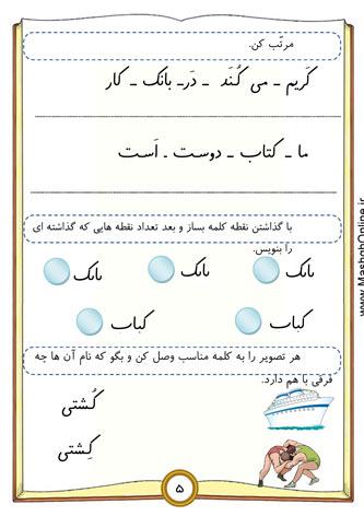 کاربرگ جامع آموزش نشانه (ک) اول ابتدایی | (8 صفحه PDF)
