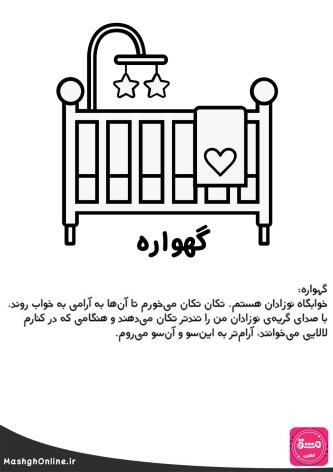 نقاشی حرف (گ) | تصاویر و فلش کارت نشانه | (16 صفحه - PDF)